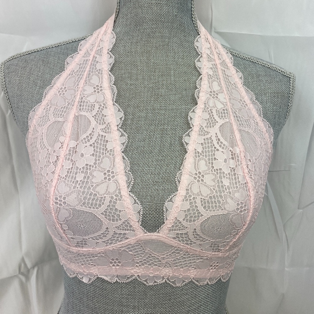 🌟HP🌟 FP Galloon Lace Halter Bralette LT Pink